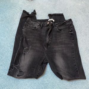 Forever 21 Ripped Black Skinny Jeans